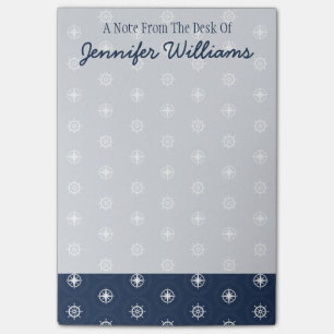 Maritime In Blue Pattern Add Your Name Post-it Notes