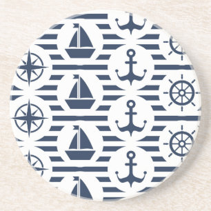 Maritime In Blue Pattern Coaster