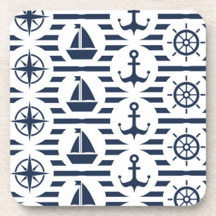 Maritime In Blue Pattern Coaster
