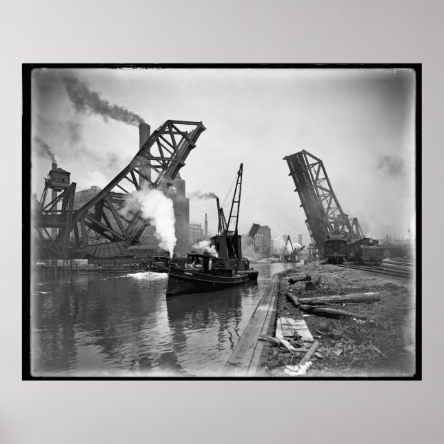 MARITIME INDUSTRIAL STEAM-AGE CHICAGO c. 1890 Poster (Front)