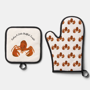 Maritime Lobster Oven Mitt & Pot Holder Set