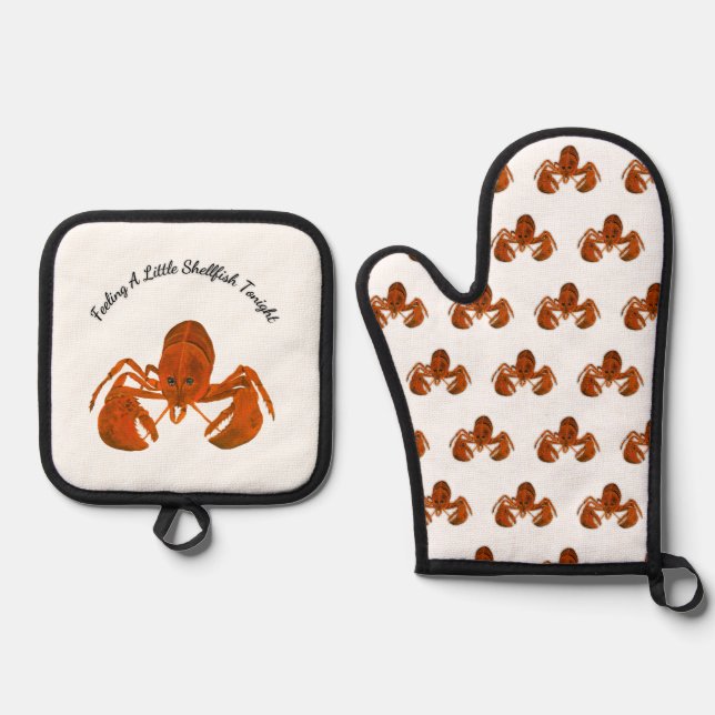 Maritime Lobster Oven Mitt & Pot Holder Set (Front)