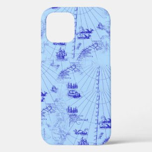 Maritime Nautical Chart Pattern With Galleys iPhone 12 Case