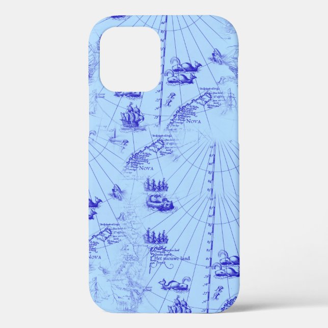Maritime Nautical Chart Pattern With Galleys Case-Mate iPhone Case (Back)