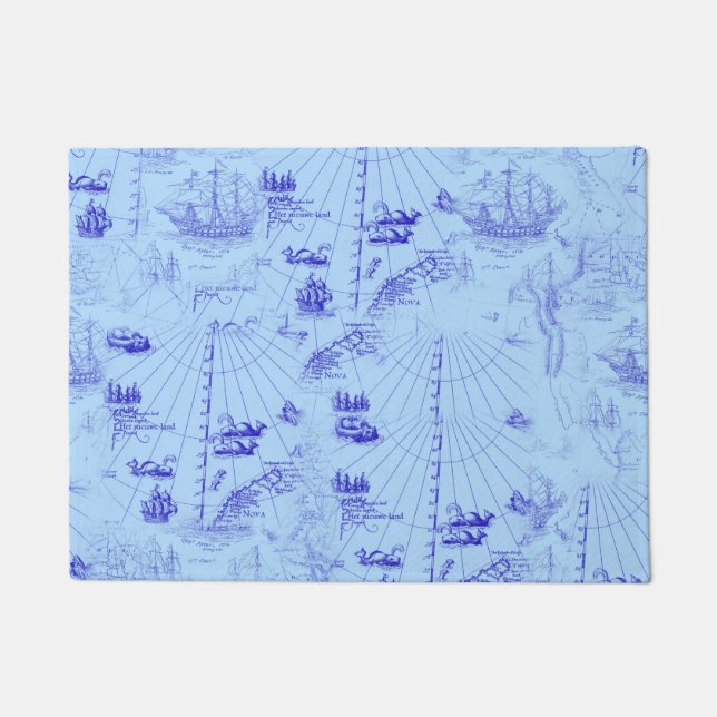 Maritime Nautical Chart Pattern With Galleys Doormat (Front)
