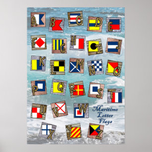 Maritime Nautical Letter Flags Poster