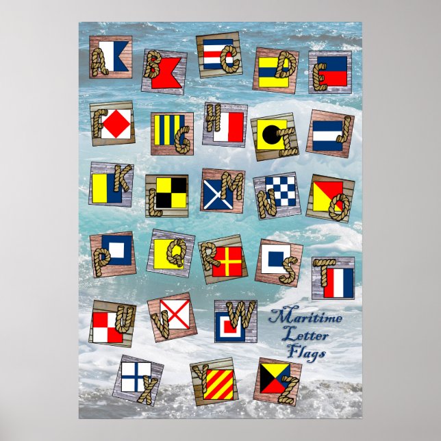 Maritime Nautical Letter Flags Poster (Front)