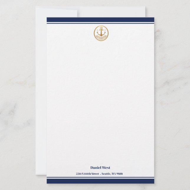 Maritime Print Custom Stationery Paper (Front)