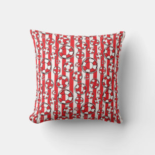 Maritime Red and White Stripes Lifebelts Patterned Cushion