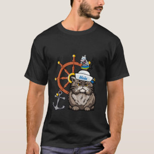 Maritime Sailor Cat Rat Steering Wheel Sailor Sail T-Shirt