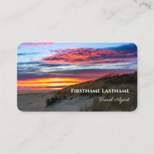 Maritime sand dune beach sunset travel agent style business card