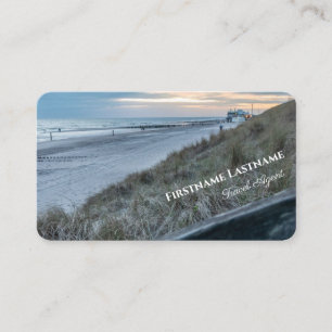 Maritime sand dune beach sunset travel agent style business card
