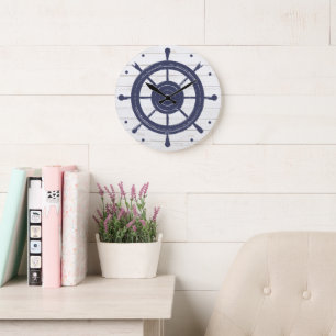 Maritime Ships Wheel Large Clock