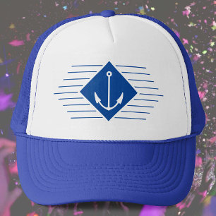 Maritime Style with Anchor Motif Trucker Hat