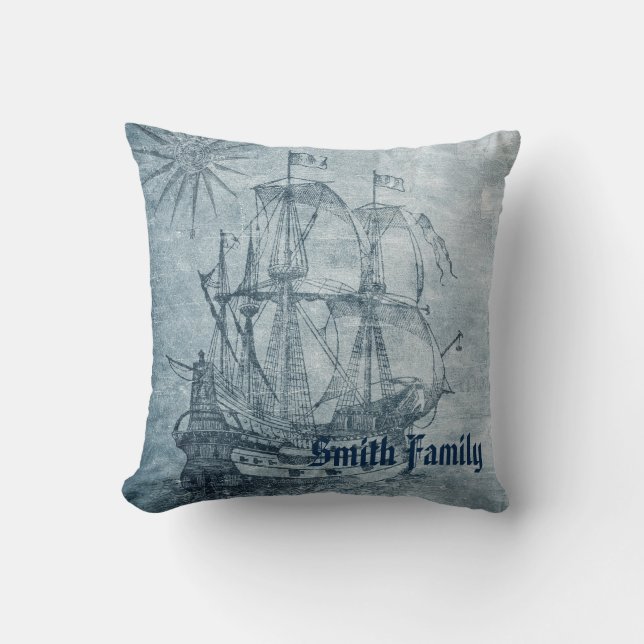 Maritime Tall Ship Custom Cushion (Front)