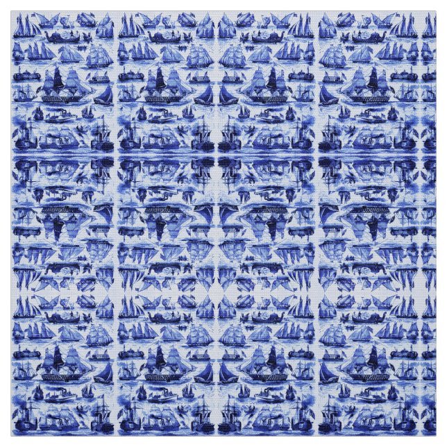 MARITIME,VINTAGE SHIPS,SAILING VESSELS,Navy Blue Fabric (Swatch)