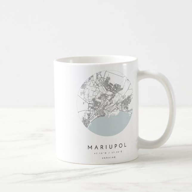 Mariupol Ukraine Coordinates Map Hometown  Coffee Mug (Right)