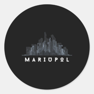 Mariupol Ukraine Flag Ukrainian City Cyrillic Classic Round Sticker