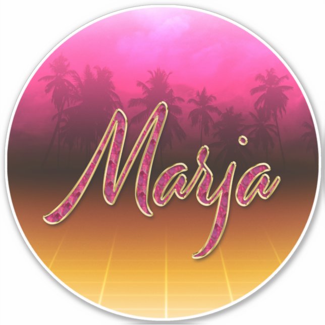 Marja First Name golden pink sticker (Front)