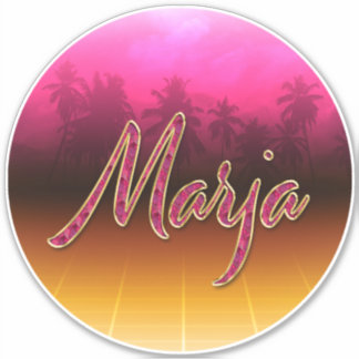 Marja First Name Name golden pink sticker