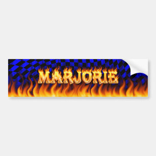 Marjorie real fire and flames bumper sticker desig
