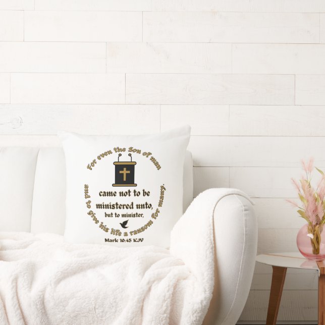 Mark 10:45 KJV Bible Verse Faith With Scriptures Cushion (Couch)