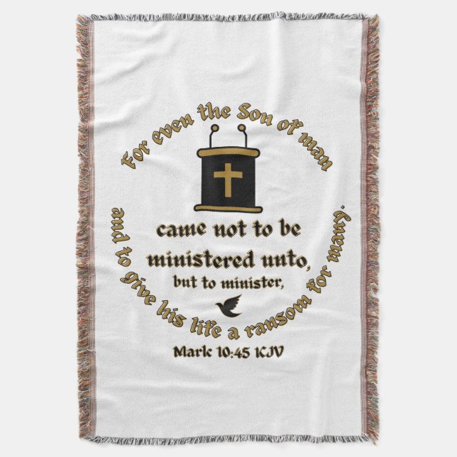 Mark 10:45 KJV Bible Verse Faith With Scriptures Throw Blanket (Front Vertical)