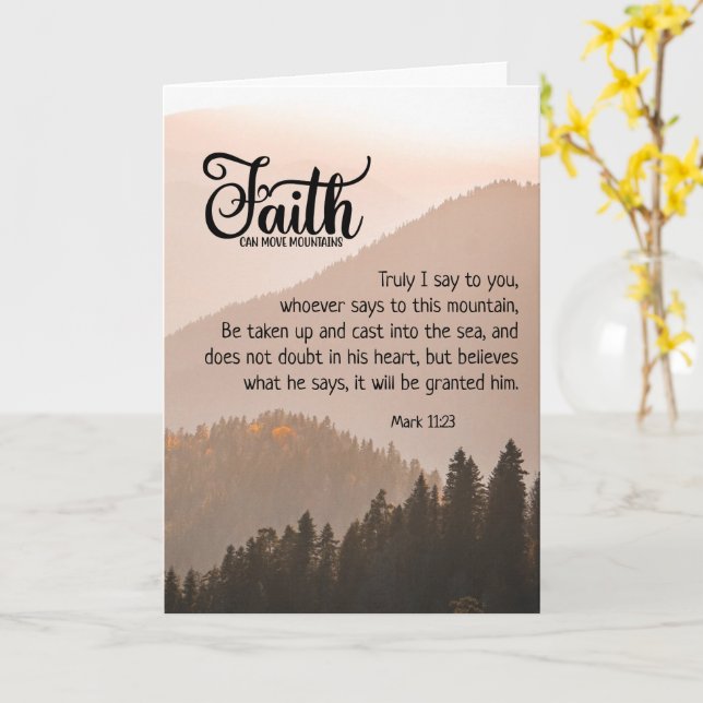 Mark 11:23 Faith Can Move Mountains Bible Card (Yellow Flower)