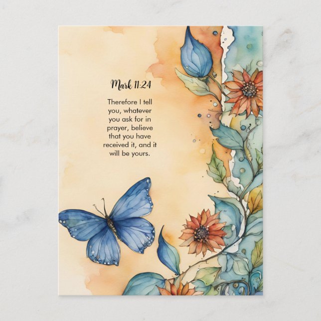 Mark 11:24 Christian Bible Verse Image Postcard (Front)