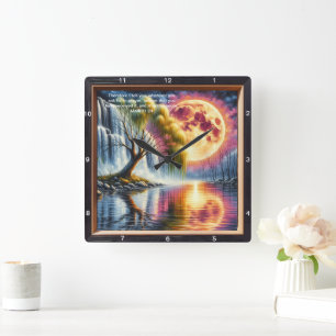Mark 11:24 Devotional Clock: Customised Scripture  Square Wall Clock