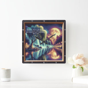 Mark 11:24 Divine Clock: Custom Inspirational Art Square Wall Clock