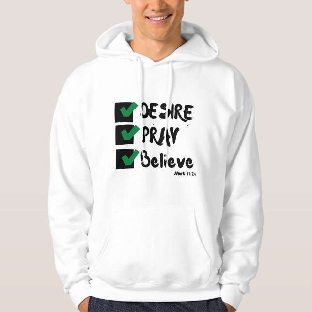 Mark 11:24 KJV Bible Scripture Men's  Hoodie (Front)