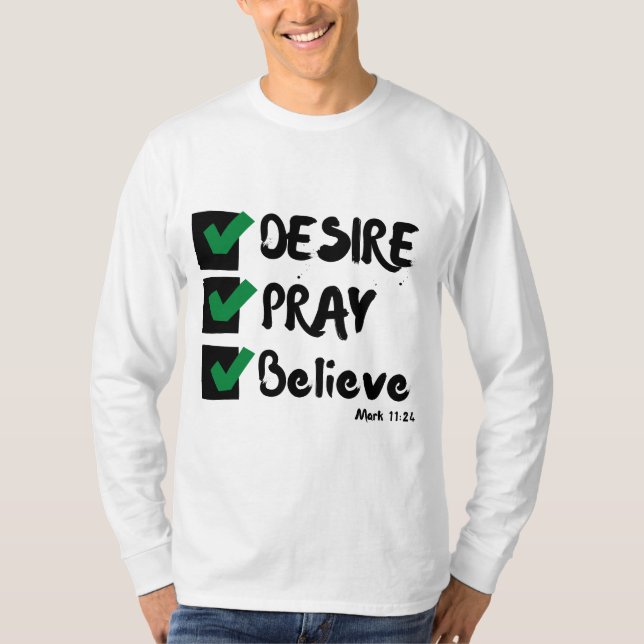 Mark 11:24 KJV Bible Scripture Mens Long Sleeve T-Shirt (Front)