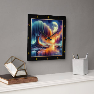  Mark 11:24 Prayer Clock: Believe and Receive Square Wall Clock