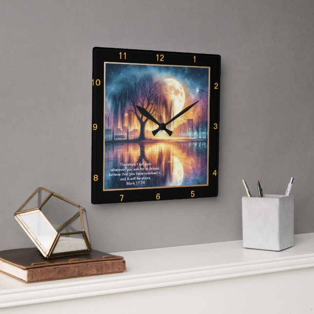 Mark 11:24 Prayer Clock Custom Believe Personalise (Office)