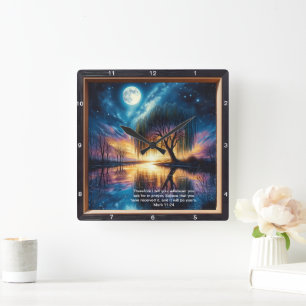 Mark 11:24 Promise Clock: Personalised Devotional  Square Wall Clock
