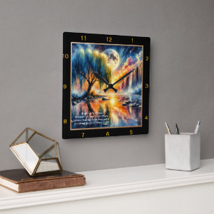 Mark 11:24 Scripture Timepiece: Custom Faith Decor Square Wall Clock