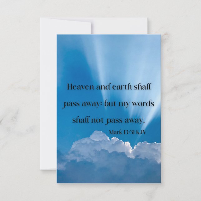 Mark 13:31 KJV Bible Scripture Pic Greeting Card (Front)