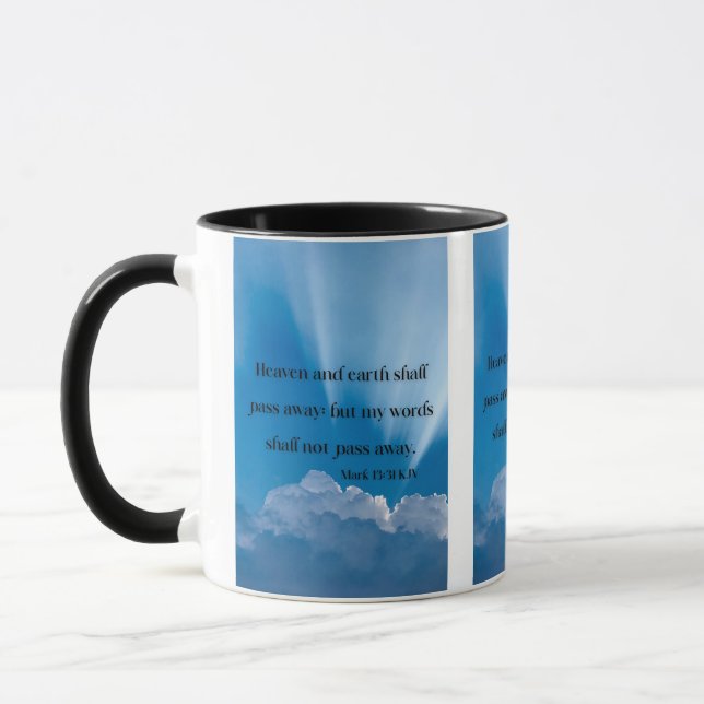 Mark 13:31 KJV Bible Scripture Pic Two-Tone Mug (Left)