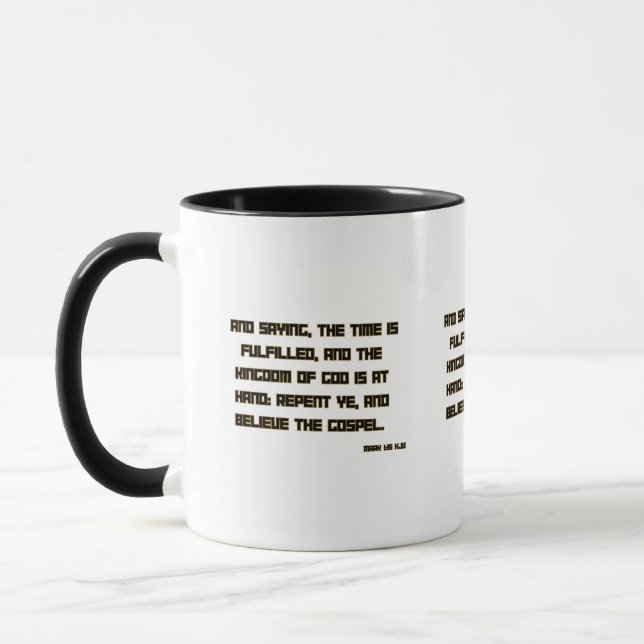 Mark 1:15 KJV Bible Scripture Two-Tone Mug (Left)