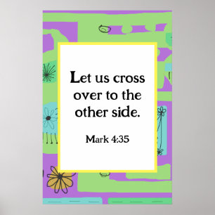 Mark 4:35 Floral Decal Ethnic Print Green Purple