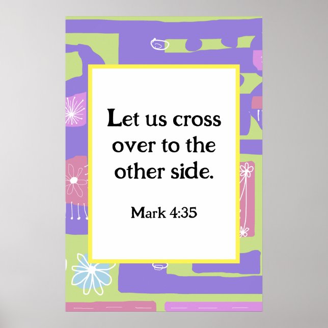 Mark 4:35 Floral Decal Ethnic Print Green Purple 2 (Front)
