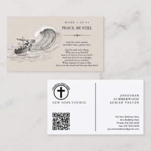 Mark 4:39-41 Pastor Business Card with QR Code