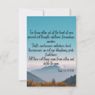 Mark 7:21-23 KJV Bible Scripture Pic Greeting Card