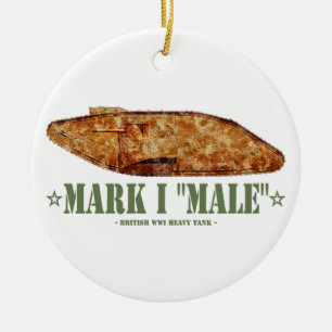 Mark I Male World War One British Heavy Tank WWI Ceramic Ornament