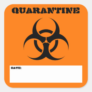 Mark incoming packages with quarantine sign square sticker