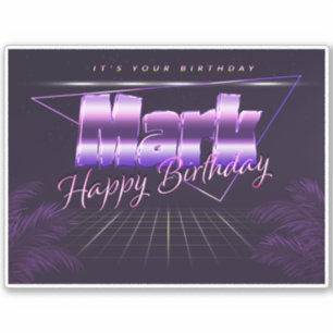 Mark Name Vorname lila retro Sticker Geburtstag