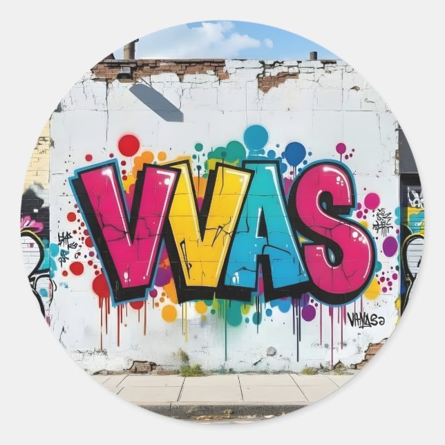 Mark Of The Studio – Vibrant Graffiti Art Classic  Round Sticker (Front)