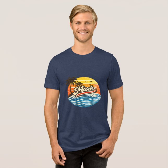 Mark Retro Sunset Name Design Tri-Blend Shirt (Front Full)