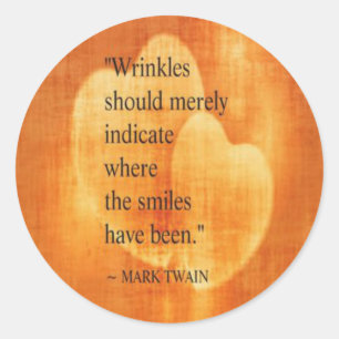 Mark Twain Birthday Quote With Hearts Classic Round Sticker